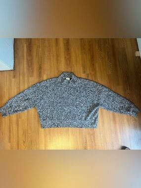 OFFLINE by aerie Black and White Marled Cowl-Neck Sweater XXL professional crop